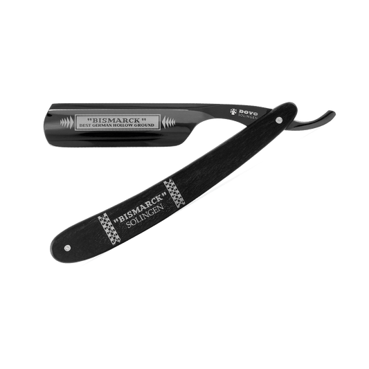 Dovo Bismarck Black Carbon Steel Folding Shaving Round Tip Straight Razor #26830 Sold by GENTS