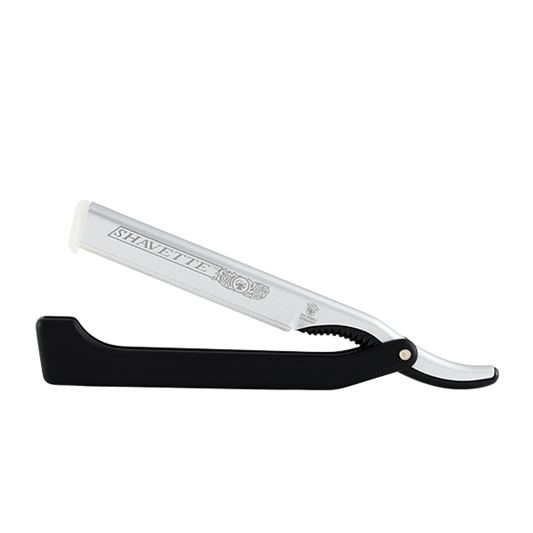 DOVO - SHAVETTE Straight Razor, Black & Silver, German Solingen #201081 Sold by GENTS