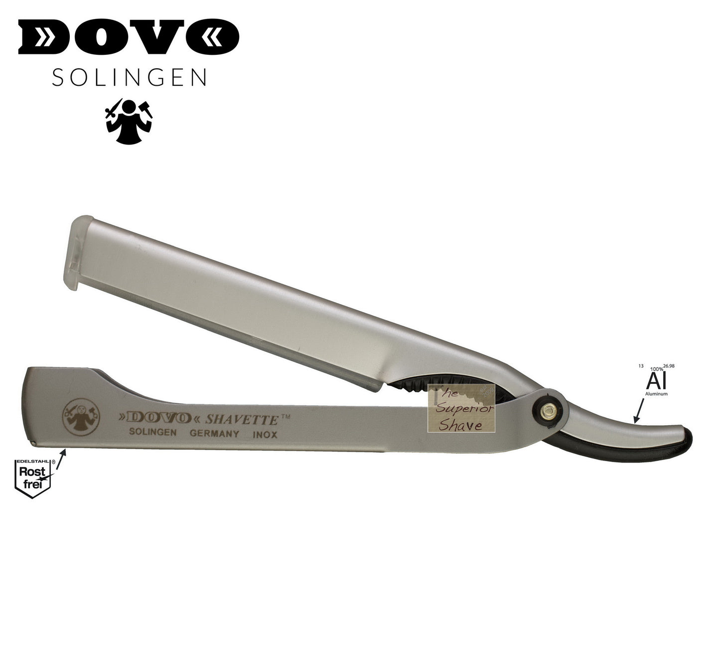 Dovo Silver Colored Aluminium and Stainless Steel Shavette #201087 Sold by GENTS