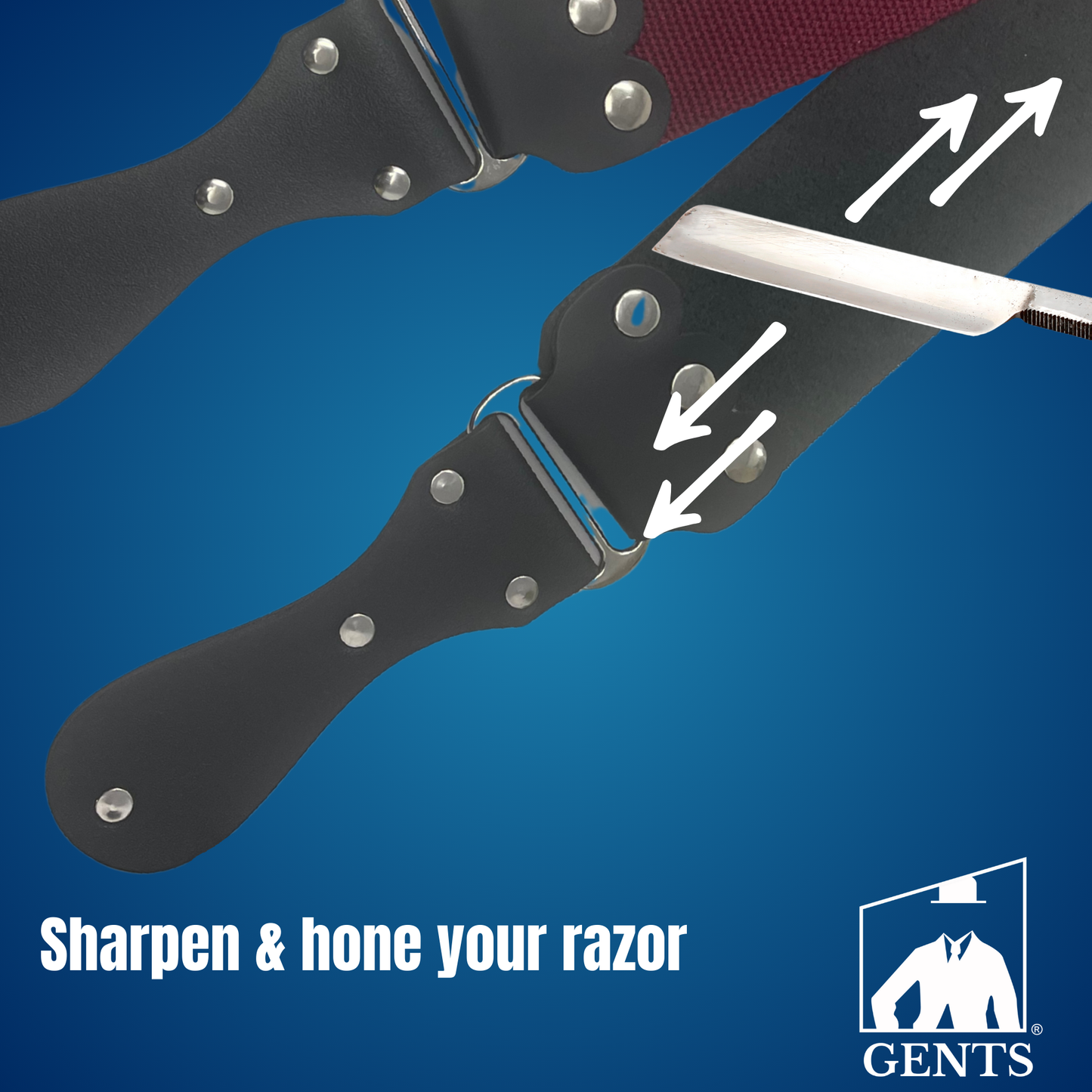 GENTS 26" Black and Maroon Razor Sharpening Shaving Strop