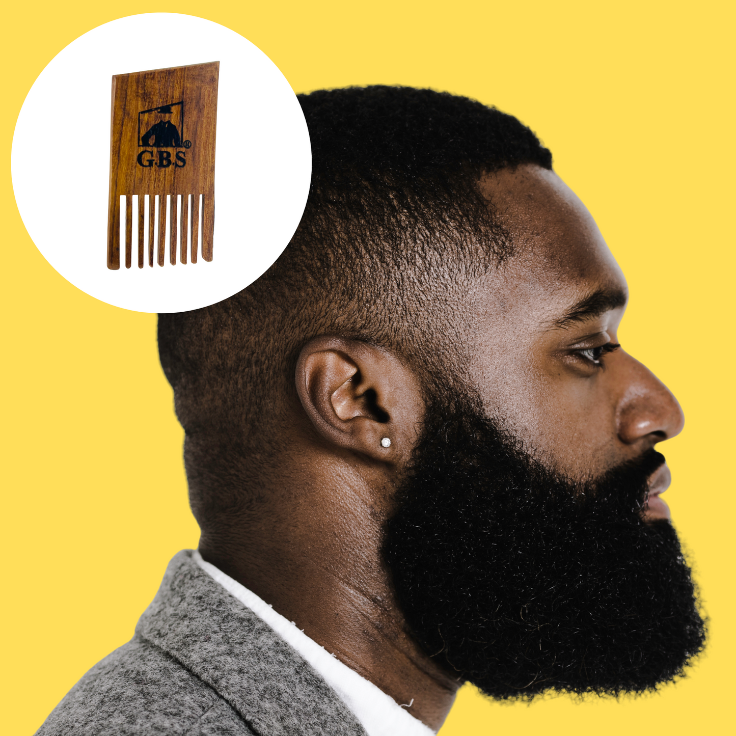 Beard Pick Comb GENTS Wooden Mini – 3” x 1.5” Pocket Size Beard Comb for Men – Solid Wood Beard Detangler & Styling Pick for Thick or Curly Beards