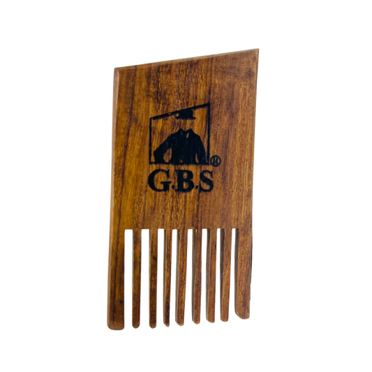 Beard Pick Comb GENTS Wooden Mini  – 3” x 1.5” Pocket Size Beard Comb for Men – Solid Wood Beard Detangler & Styling Pick for Thick or Curly Beards