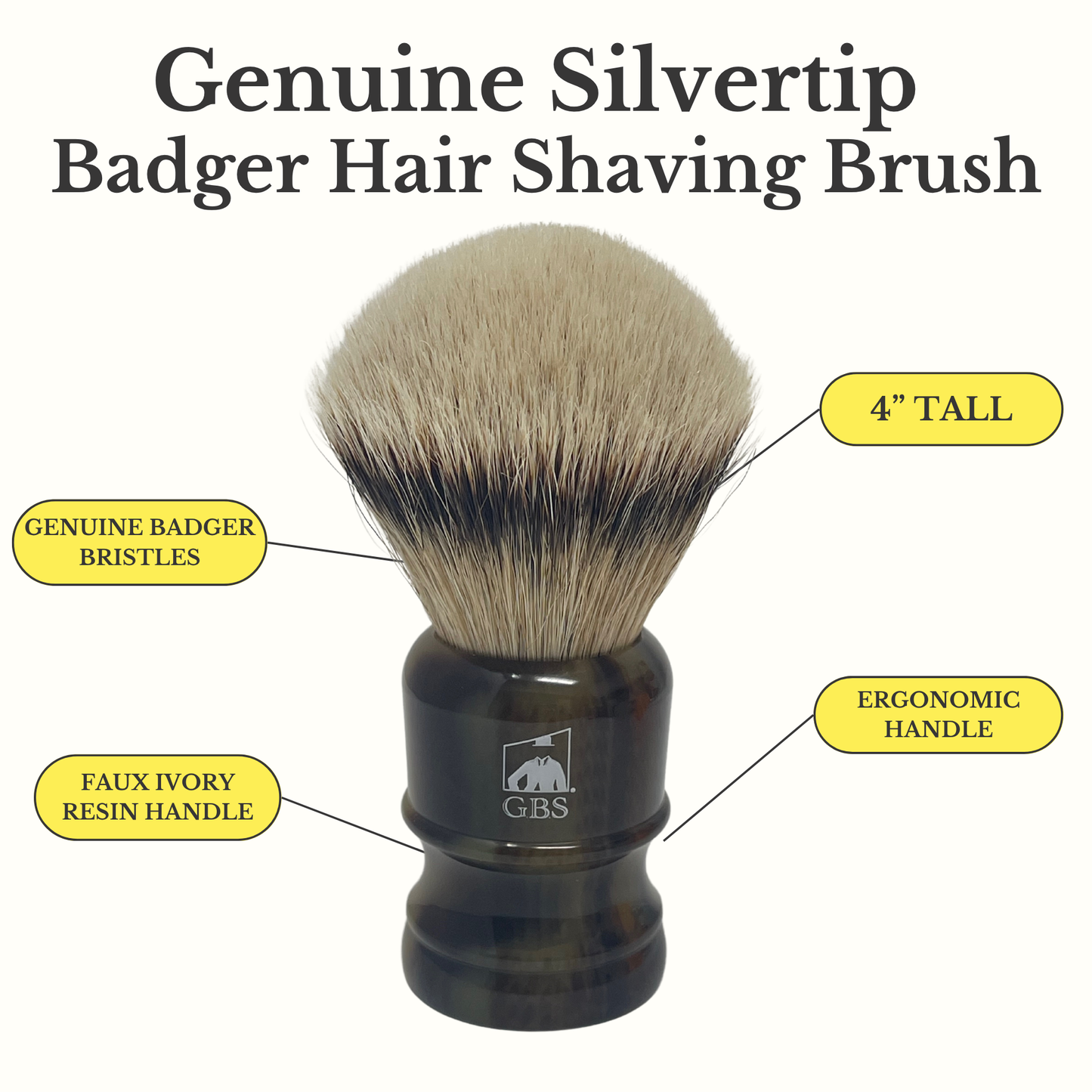 Silvertip Badger Shaving Brush Silvertip Badger – 24mm Knot, 4” Tall – Resin Handle – Premium Wet Shaving Brush for Rich Lather & Smooth Shave Horn or Black Handle GENTS