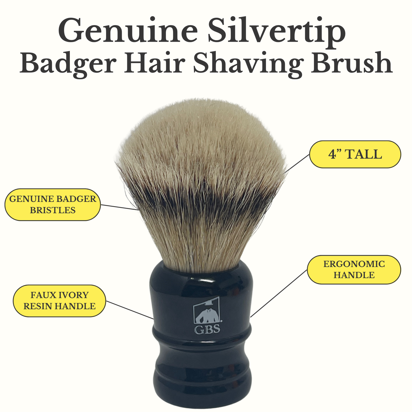 Silvertip Badger Shaving Brush Silvertip Badger – 24mm Knot, 4” Tall – Resin Handle – Premium Wet Shaving Brush for Rich Lather & Smooth Shave Horn or Black Handle GENTS