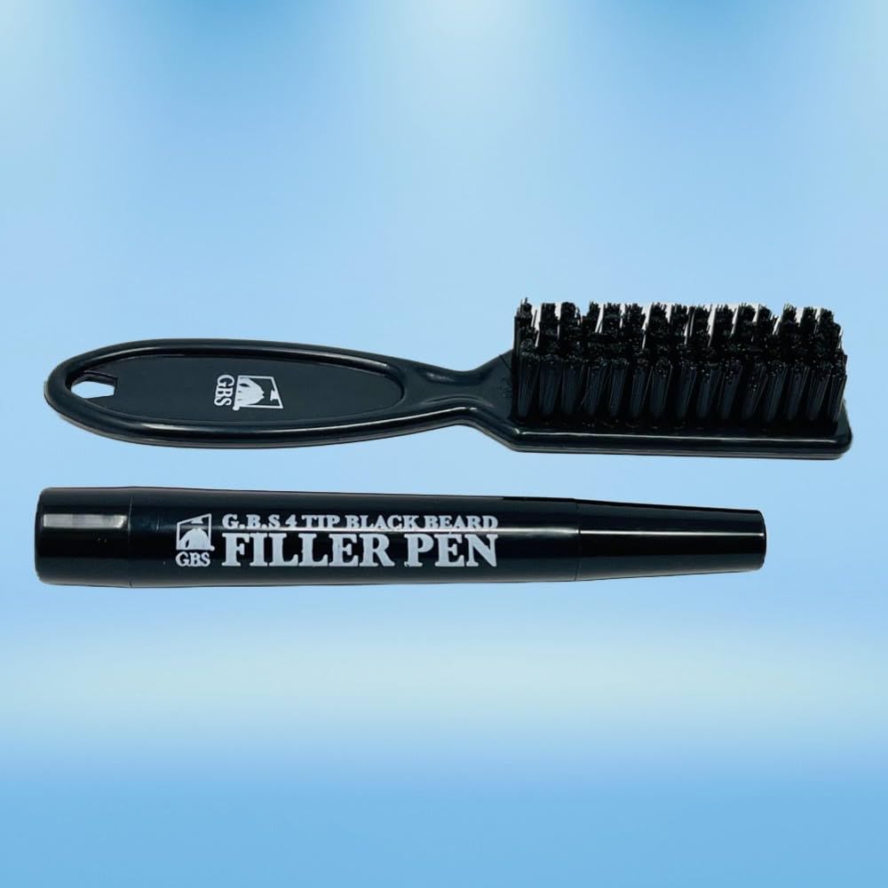 Beard Pen GENTS - Beard Filler Pen 4 Tip + Beard Brush (Black or Brown)