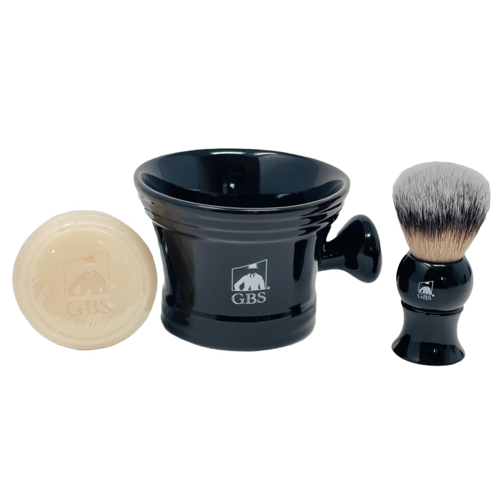 Gift Set Black Luxury Shaving Kit - Wood Straight Razor, Mug, Natural Soap, Brush, Alum block, Strop and Paste Grooming Kit, Gift Set Black GENTS