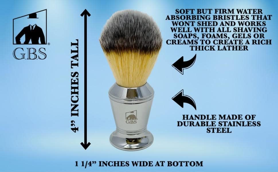 Gift Set GENTS - Men's Shaving Kit 3 pc Stainless Steel Bowl Shaving Soap and Synthetic Shaving Brush