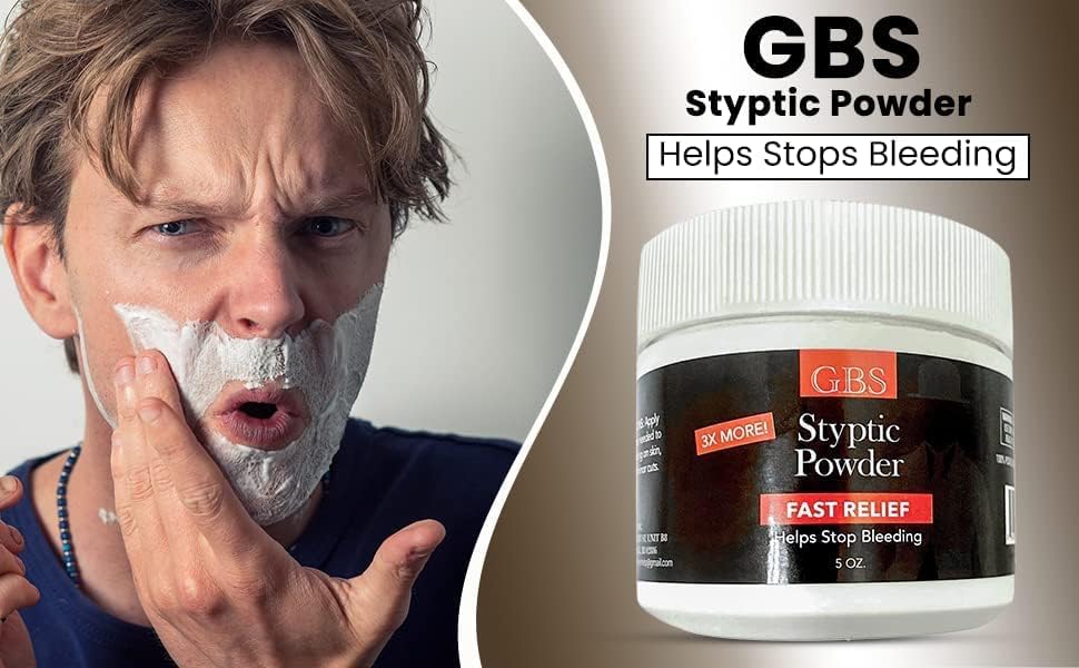 GENTS Styptic Powder with Sealed Top + Scoop Quick Stop Bleeding from Shaving Nicks, First Aid Useful for Minor Cuts (5oz)