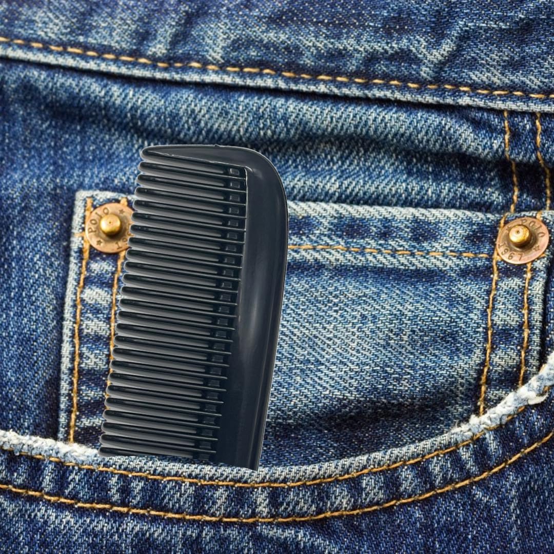 Comb 5" Unbreakable Black Pocket Combs 5 PACK durable Made USA Course Fine or All Fine GENTS