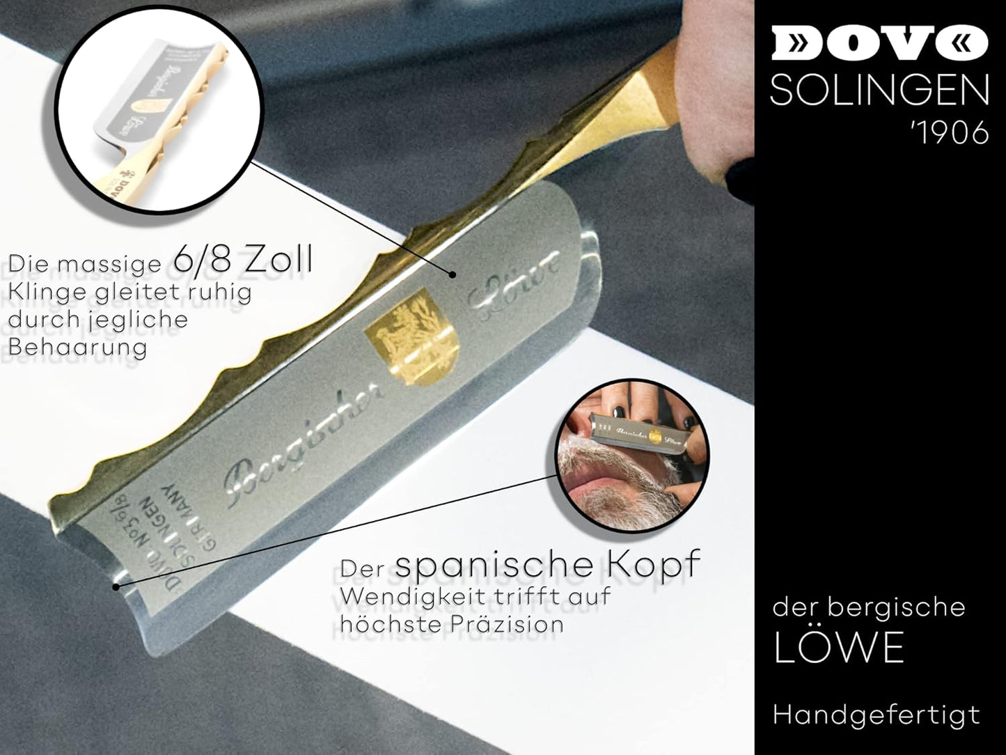 Dovo 6/8" Carbon Ebony Steel Luxury Straight Razor #36830 Sold by GENTS
