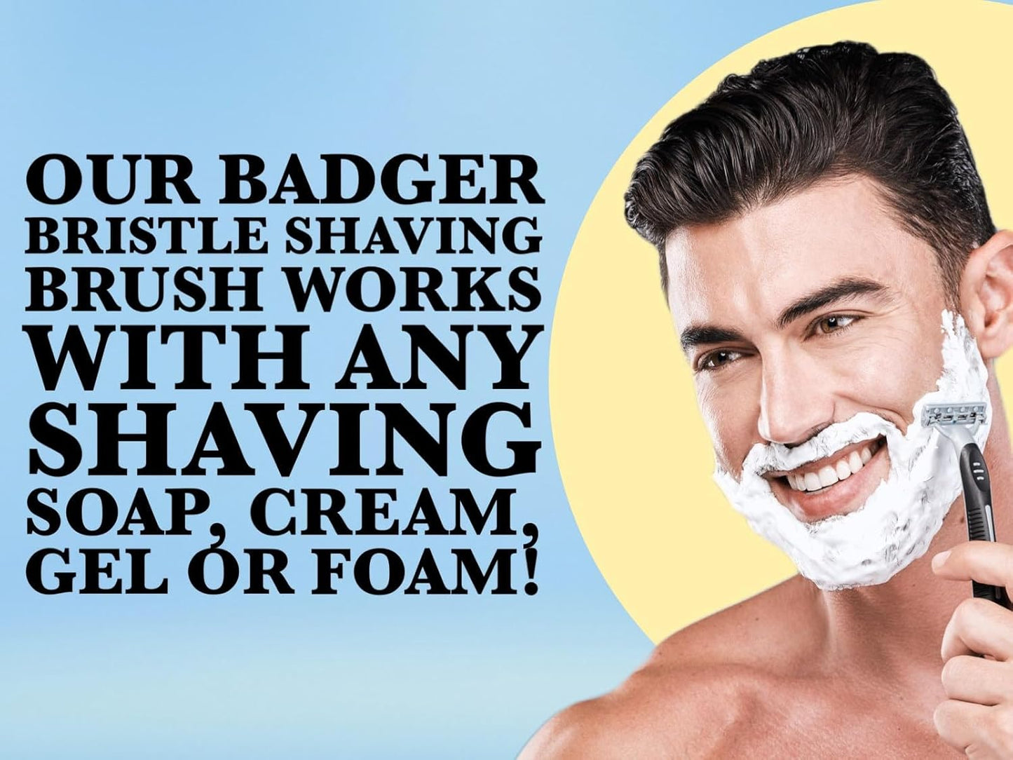 Shaving Brush Badger Hair Resin Handle Ivory 21 mm knot GENTS