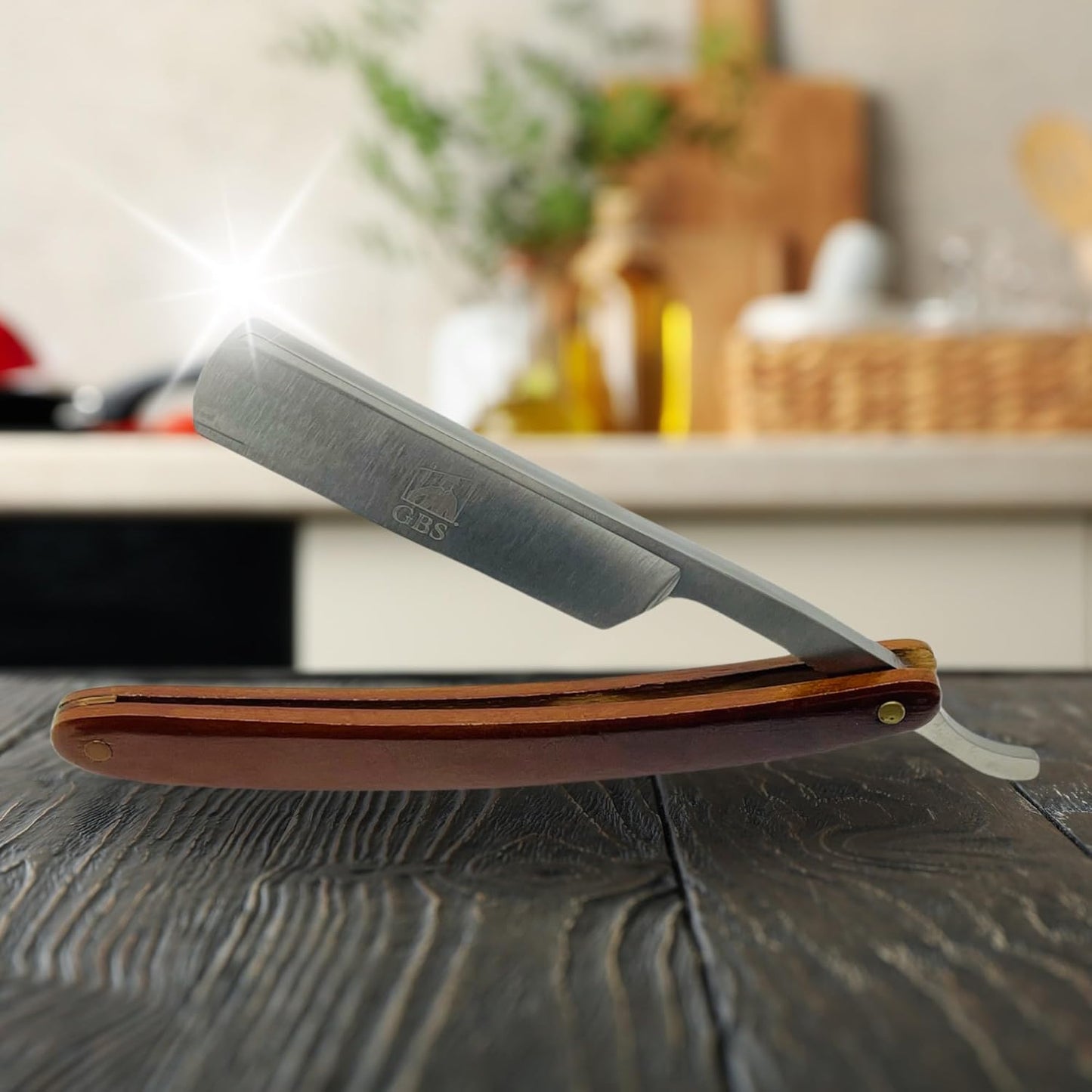 Razor Premium Wooden Handle Straight Razor – Stainless Steel Blade, Single Edge Folding Design with Leather Case Gents (Brown or Black)
