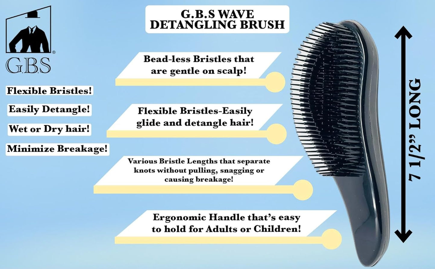 GENTS Detangling Brush For Women and Girls, Dry and Wet Hair Brush Detangler for All Hair Types Eliminate Tangles and Knots