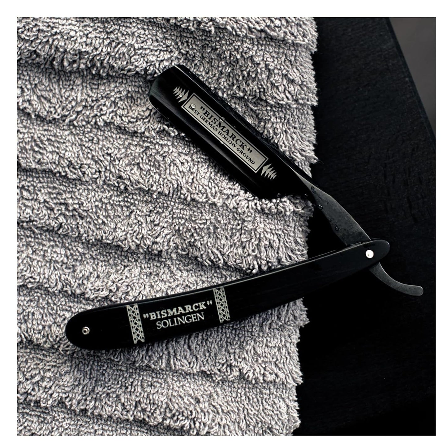 Dovo Bismarck Black Carbon Steel Folding Shaving Round Tip Straight Razor #26830 Sold by GENTS