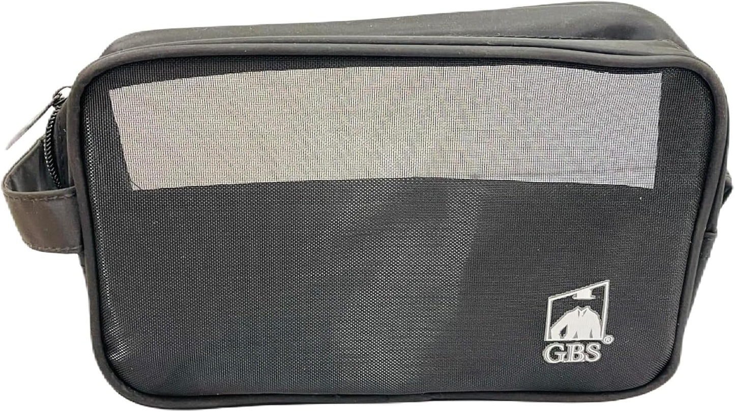 GENTS Black Travel Mesh Shower Caddy Pouch With Zipper - Portable Bathroom Essentials Toiletry Bag with Handles, Mesh Accessories Organizer Tote for Gym, College Dorm Room, Students, Home or Hotel
