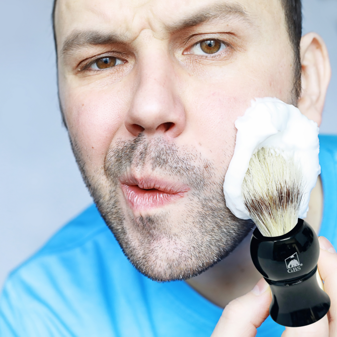 G.B.S Black Synthetic Shaving Brush – 4.25” Tall – Cruelty-Free Soft Bristles for Wet Shaving, Lathers Easily, Dries Fast – Gentle on Sensitive Skin, Classic Shave Brush for Men