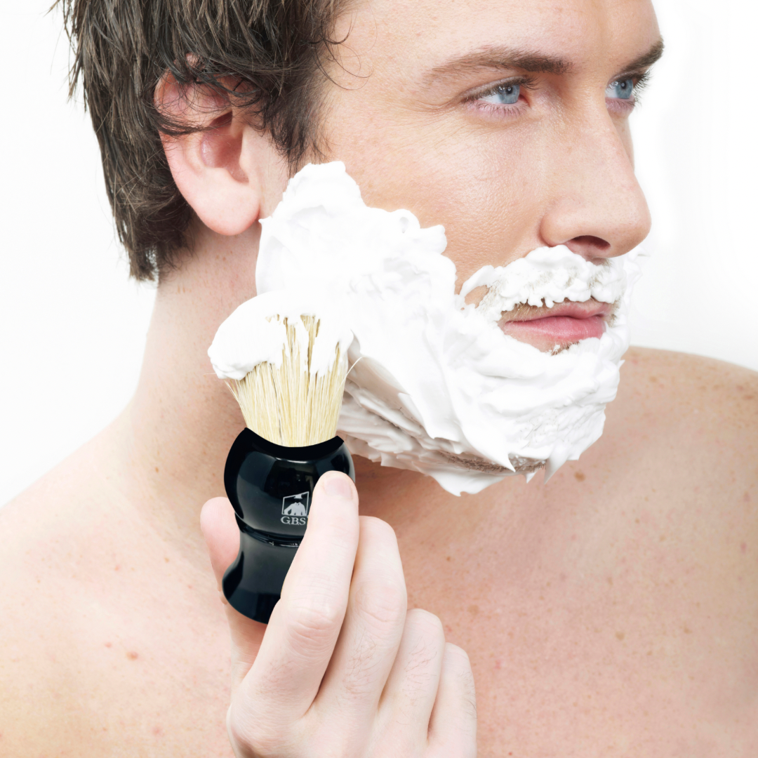 G.B.S Black Synthetic Shaving Brush – 4.25” Tall – Cruelty-Free Soft Bristles for Wet Shaving, Lathers Easily, Dries Fast – Gentle on Sensitive Skin, Classic Shave Brush for Men