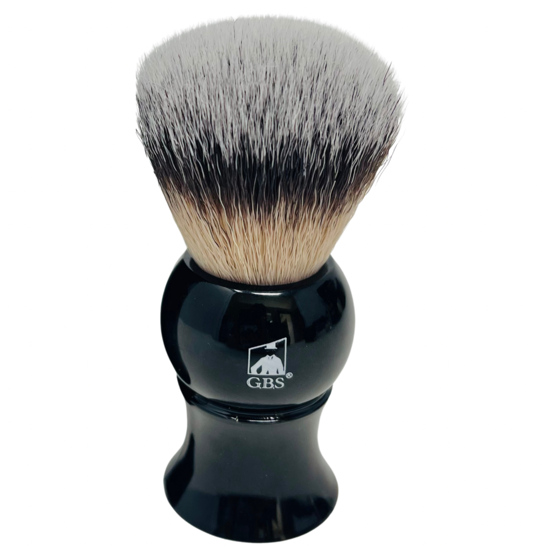 G.B.S Black Synthetic Shaving Brush – 4.25” Tall – Cruelty-Free Soft Bristles for Wet Shaving, Lathers Easily, Dries Fast – Gentle on Sensitive Skin, Classic Shave Brush for Men