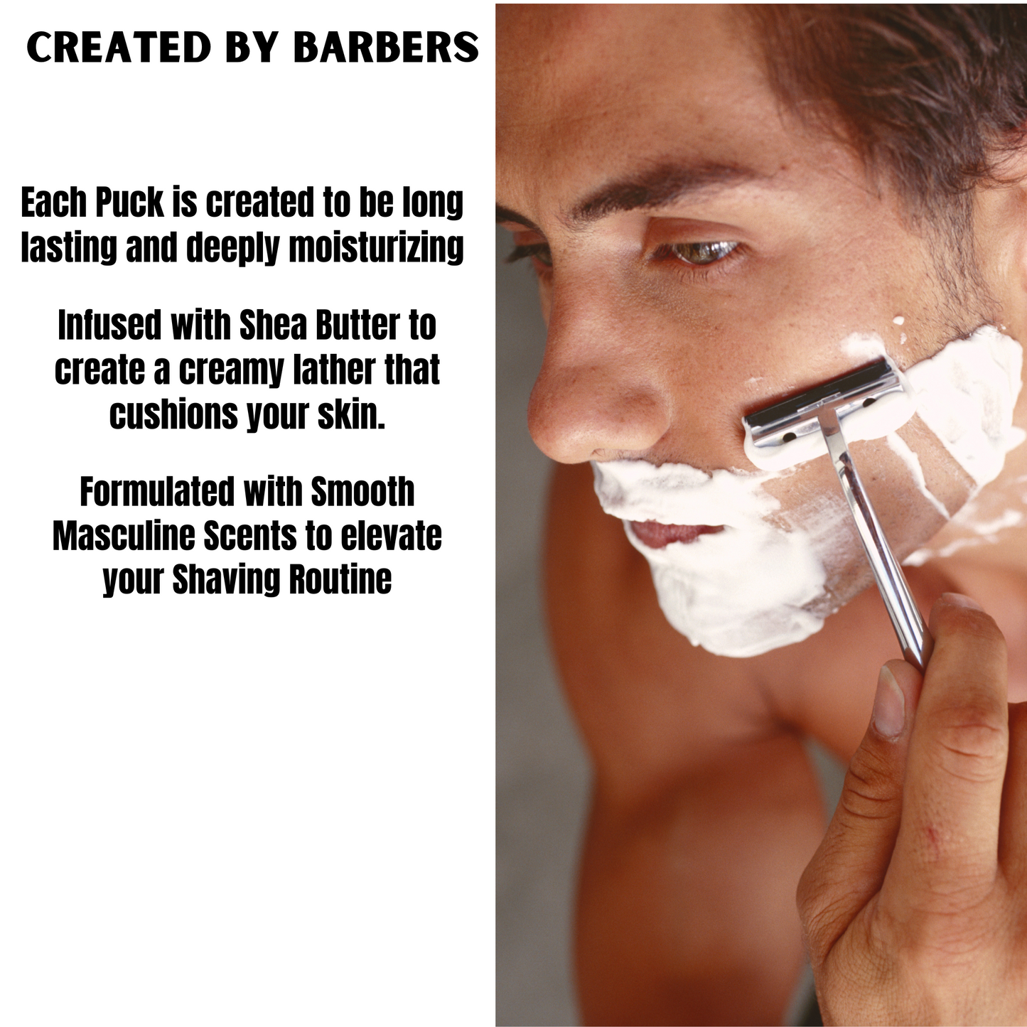Shaving Soap Natural Shea Butter Infused – Long Lasting, Moisturizing Lather – Multiple Scents & Unscented 3oz GENTS
