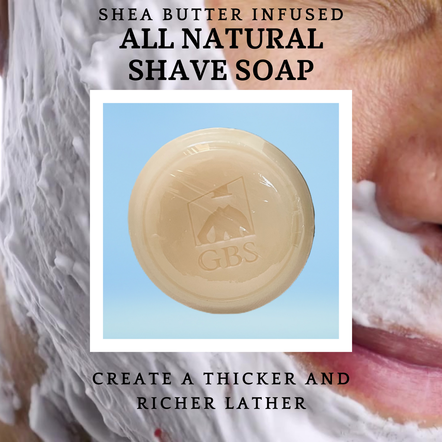 Shaving Soap Natural Shea Butter Infused – Long Lasting, Moisturizing Lather – Multiple Scents & Unscented 3oz GENTS