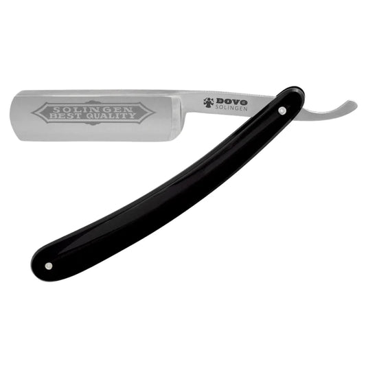 Dovo  6/8" Black Handle Black/Silver Steel Straight Razor #100681 Sold by GENTS