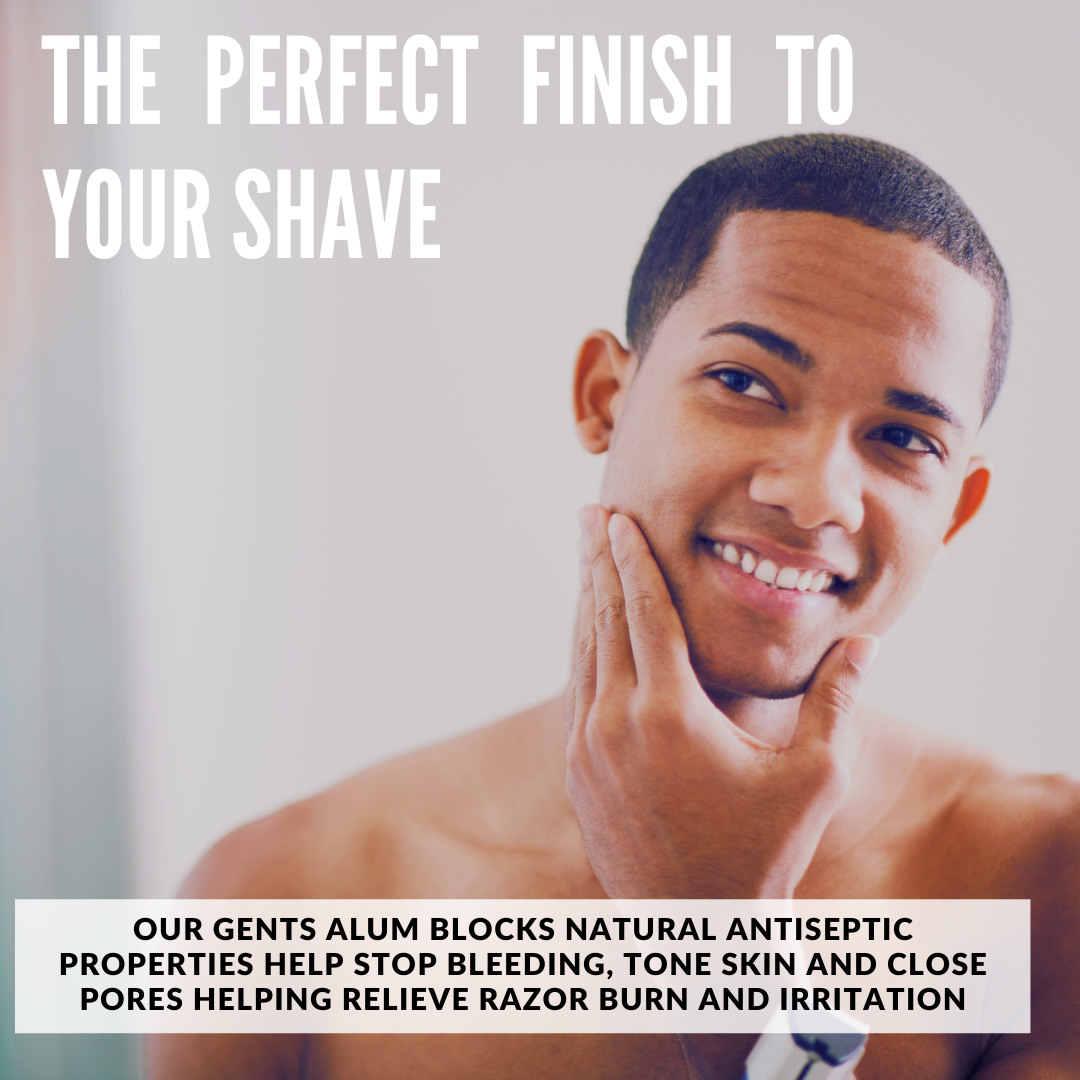 GENTS 80g Natural Alum Block – Soothes Razor Cuts & Nicks, Tightens Pores, Face & Armpits, After Shave & Natural Deodorant with Travel Case