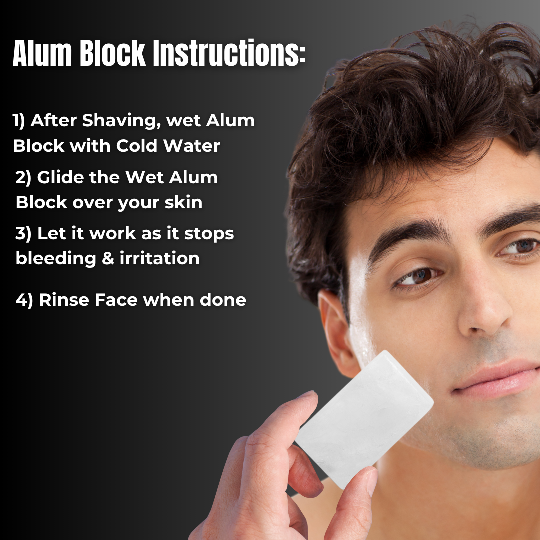 GENTS 80g Natural Alum Block – Soothes Razor Cuts & Nicks, Tightens Pores, Face & Armpits, After Shave & Natural Deodorant with Travel Case