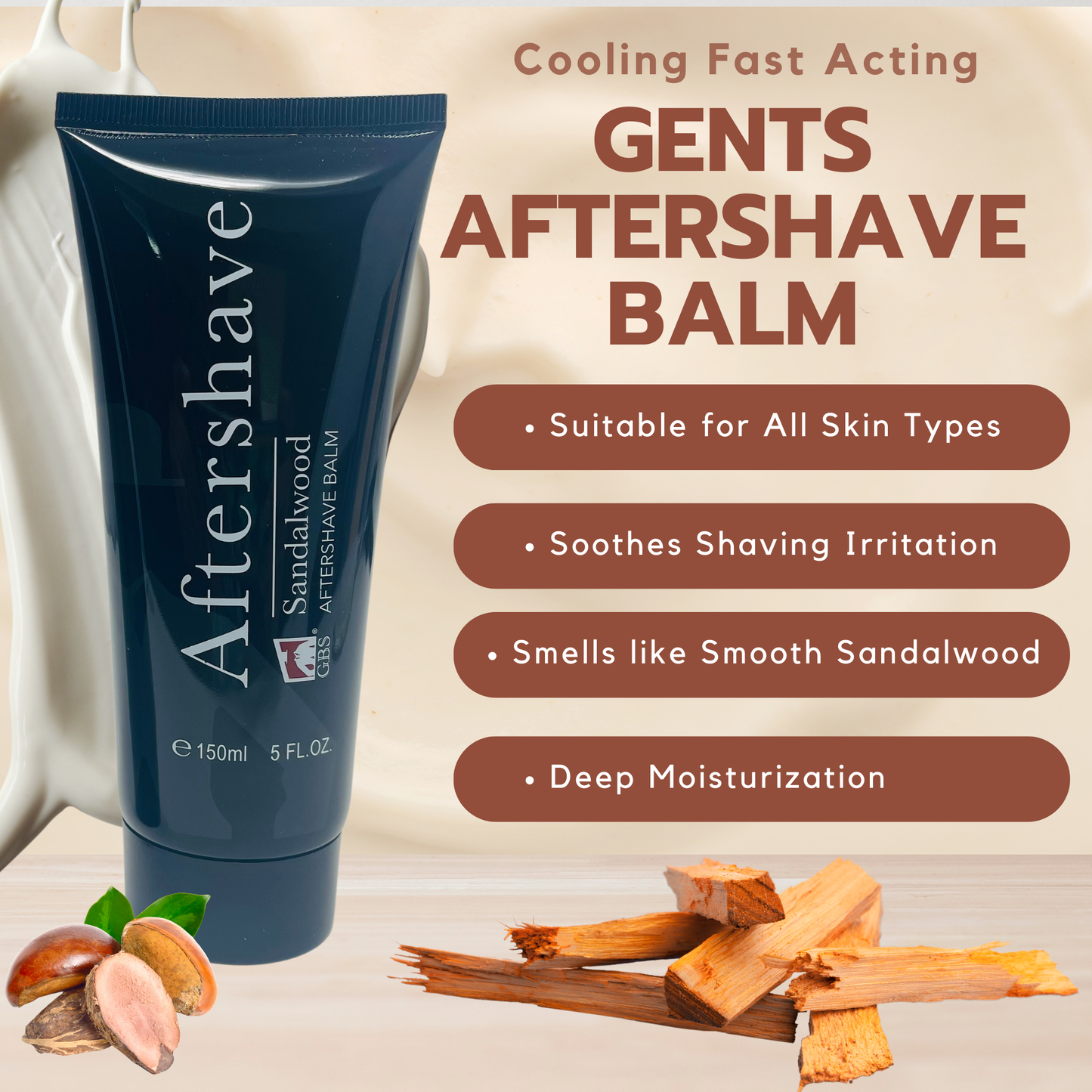 Aftshave Balm GENTS - 5 oz Tube with Box Sandalwood or Lavender and Citrus