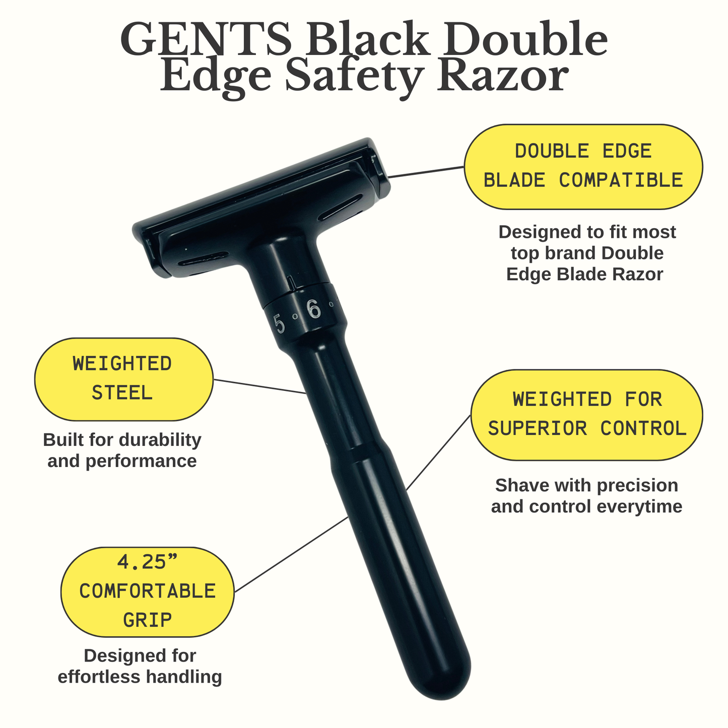 Razor Double Edge Adjustable Razor with 10 Refill DE Blades Gents (BLACK OR MATTE)