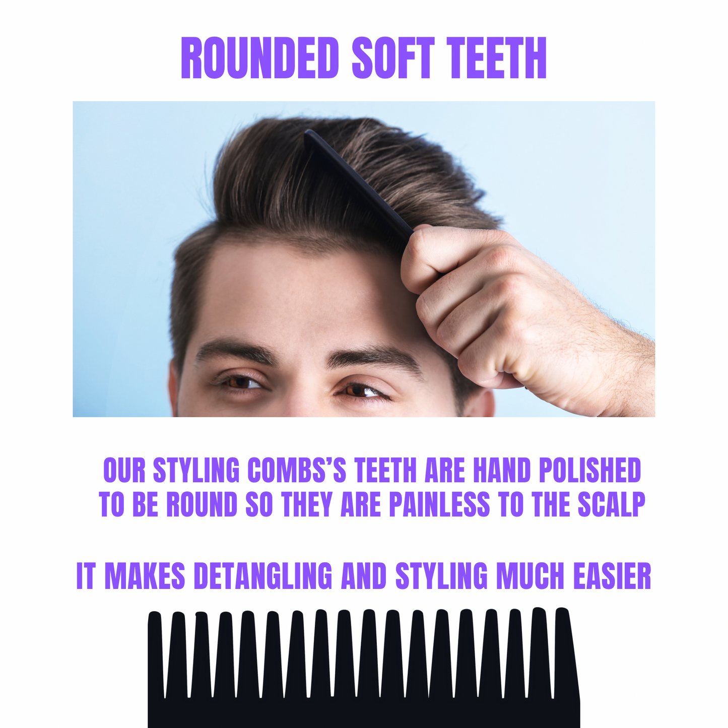 Comb 5" Unbreakable Black Pocket Combs 5 PACK durable Made USA Course Fine or All Fine GENTS
