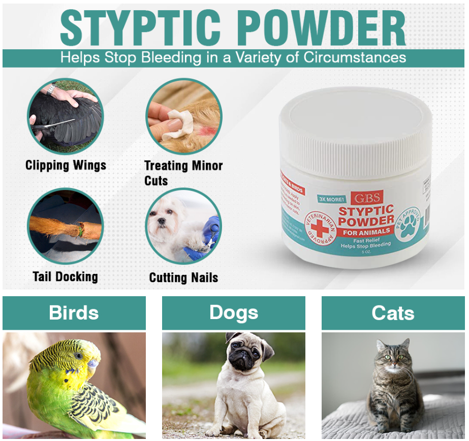 GENTS Styptic Powder For Animals 5oz Stop Minor Cuts Bleeding