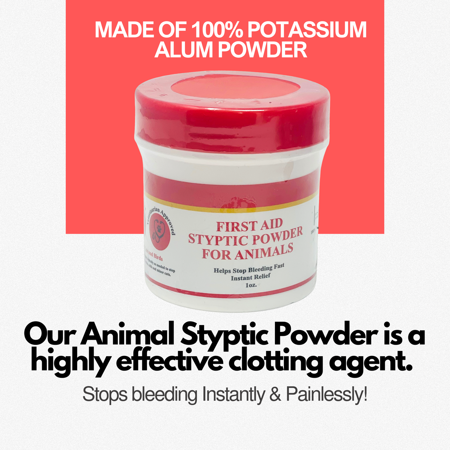 First Aid Styptic Powder for Animals Stops bleeding Instantly for Trimming Pet Nails 1 Ounce Gents