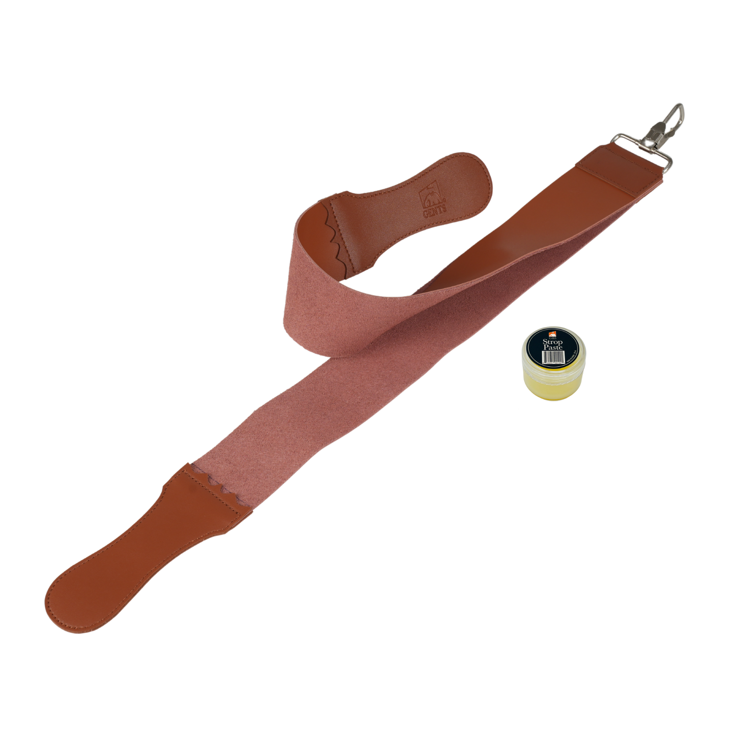 GENTS Leather Razor Strop 2.5" x 22" Super Soft Cowhide- + 30 ML Strop Paste Dual Straps with Clip Sharpening Razor, Knifes & Kitchen Cutlery, Keeps Your Blade Sharp