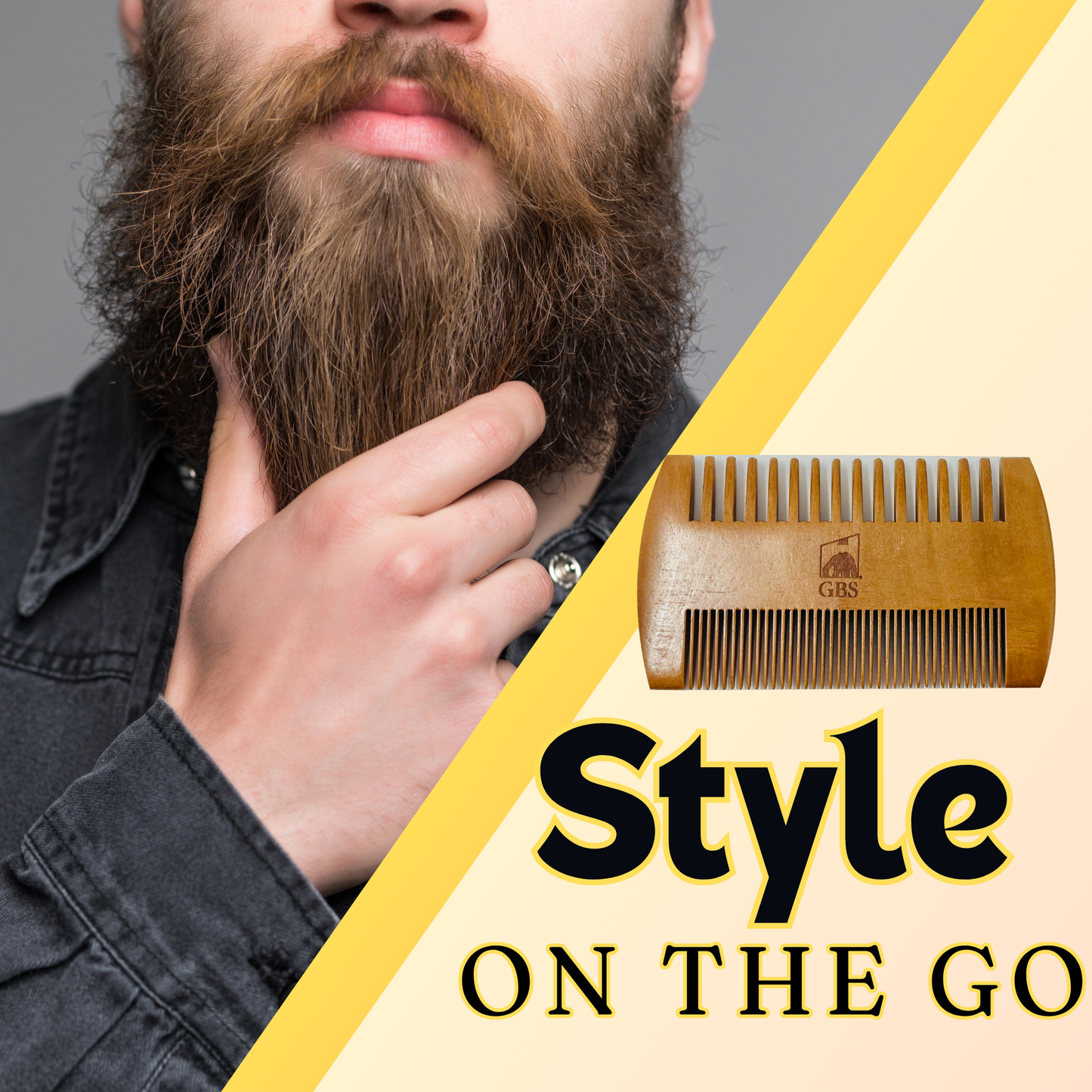 Comb 2-Sided Wooden Beard Comb – Dual Action Styling & Detangling Tool for Men’s Beards & Mustaches GENTS