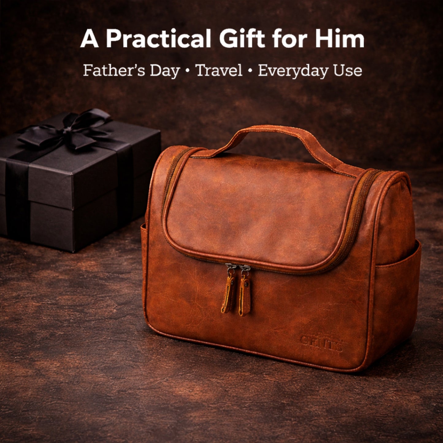 GENTS Men’s Shaving Kit with Faux Leather Travel Bag – Safety Razor, Shaving Brush, Sandalwood Shaving Cream, Pre & After Shave Oils, DE Refill Blades & Towel (Shaving Kit with Travel Bag, 9 Pieces)