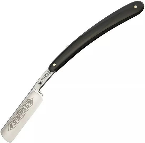 Dovo 6/8" Black Handle Black/Silver Steel Straight Razor #100681 Sold by GENTS