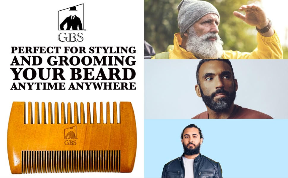 Comb 2-Sided Wooden Beard Comb – Dual Action Styling & Detangling Tool for Men’s Beards & Mustaches GENTS