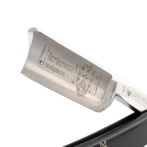 DOVO Barbarossa Moustache 46581 German Straight Razor | Carbon Steel | 5/8 Size | Full Hollow Ground | Round Point | Shortened Cutting Length | Ebony Wood Handle |, 1 ct.