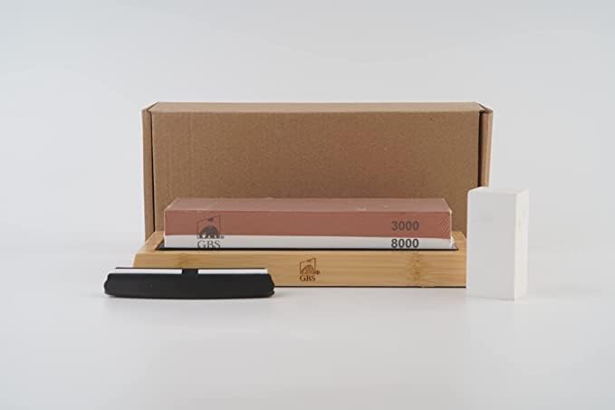 GENTS Premium Whetstone Knife Sharpening Stone, Flattening Stone, Non-Slip Bamboo Base and Angle Guide