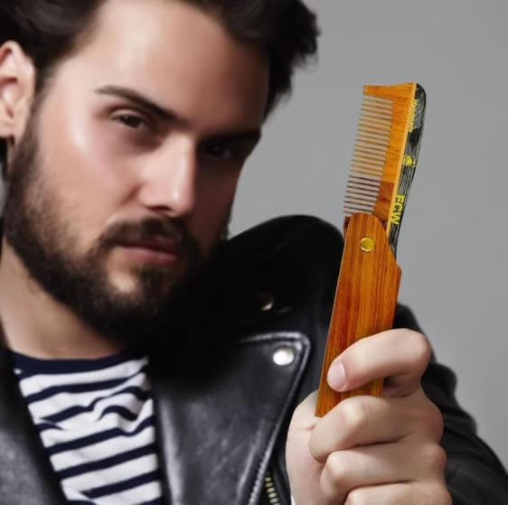 Comb FCW Wood Folding Beard & Hair Styling Comb GENTS