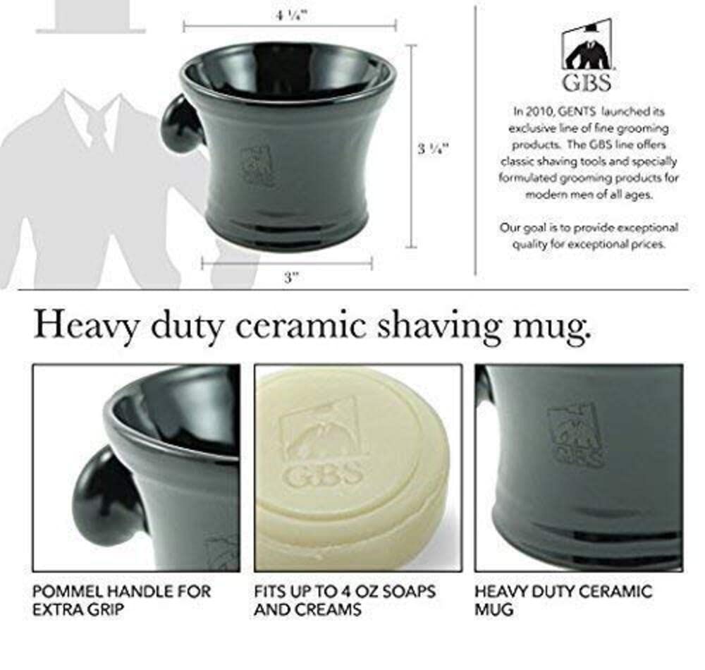 Gift Set Black Luxury Shaving Kit - Wood Straight Razor, Mug, Natural Soap, Brush, Alum block, Strop and Paste Grooming Kit, Gift Set Black GENTS