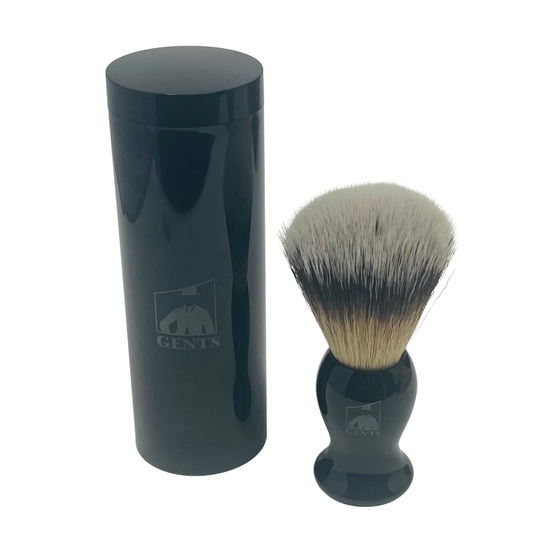 Shaving Brush Synthetic with Travel Tube – 4” Protective Hard Case – Perfect for Travel & Home Use GENTS