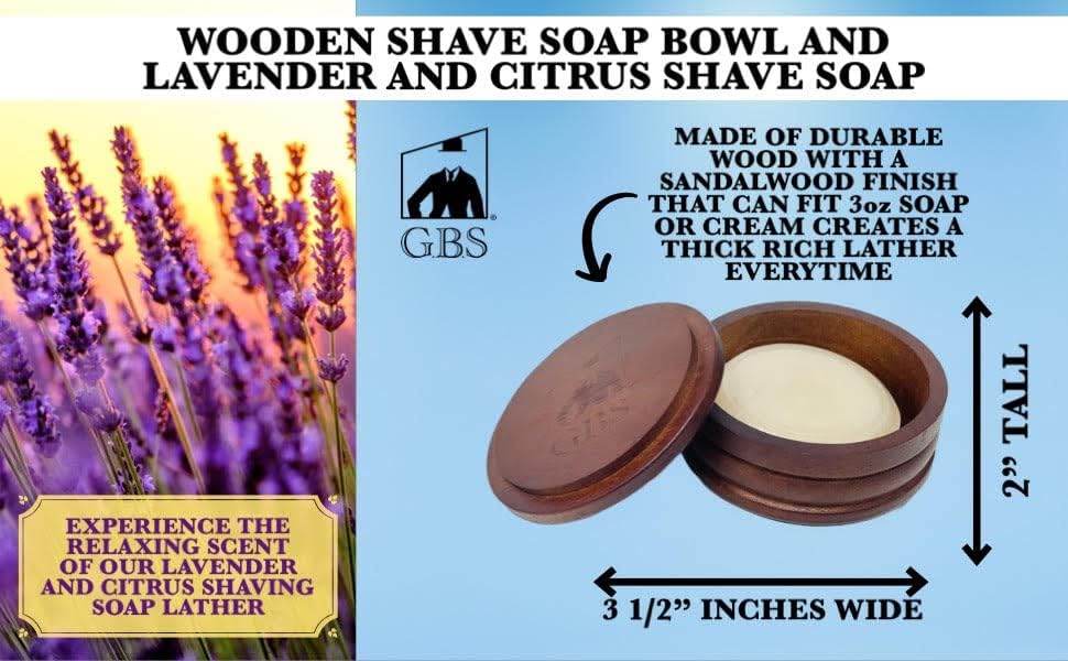 Gift Set Complete Men’s Wooden Shaving kit – 6/8" Straight Razor, Shaving Brush, Soap, Bowl & Stand – Premium Wet Shaving  GENTS