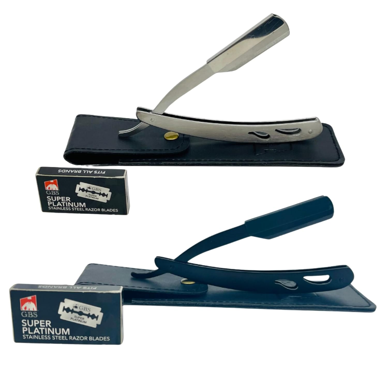 Razor Shavette - Chrome & Black Stainless Steel Razors with Travel Cas ...