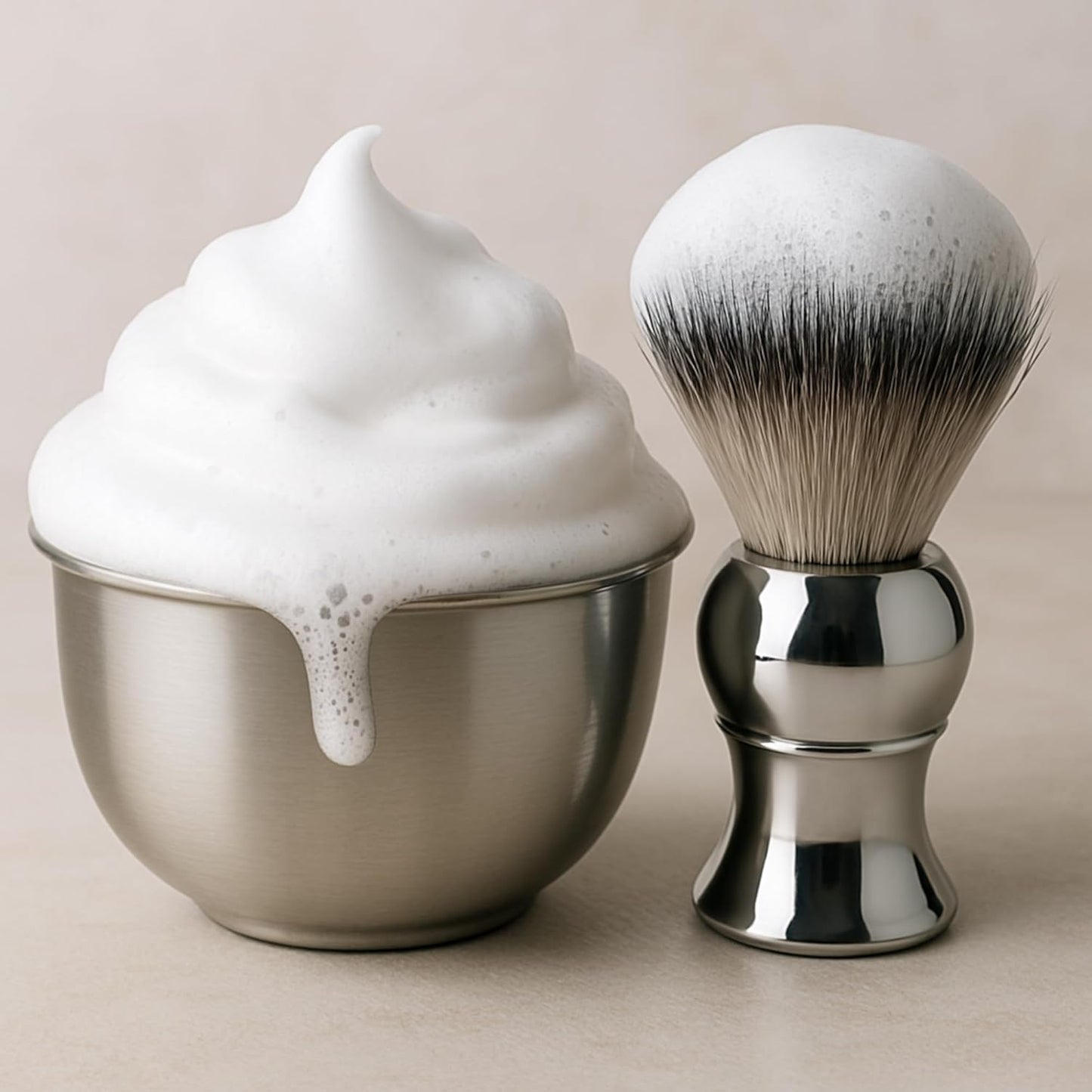 Gift Set GENTS - Men's Shaving Kit 3 pc Stainless Steel Bowl Shaving Soap and Synthetic Shaving Brush