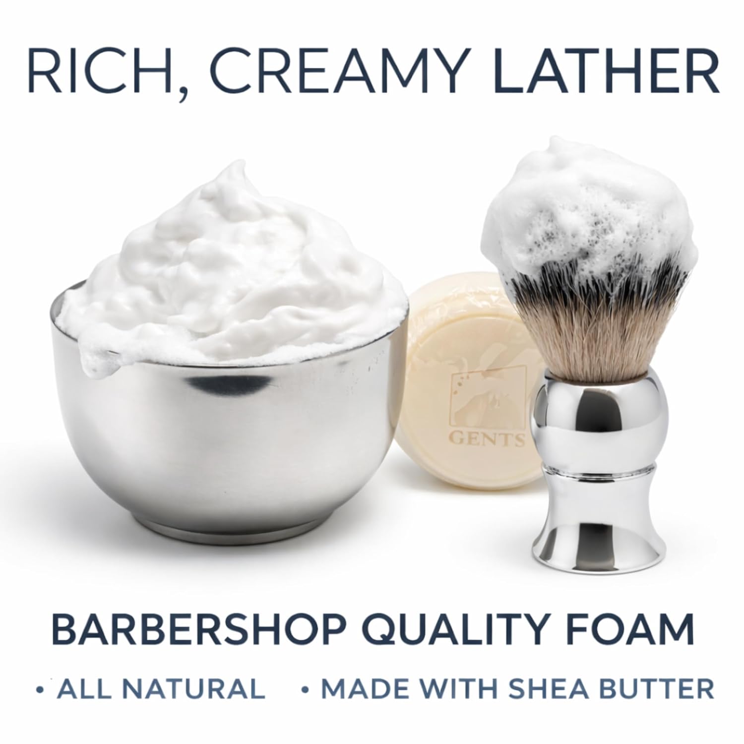 Gift Set GENTS - Men's Shaving Kit 3 pc Stainless Steel Bowl Shaving Soap and Synthetic Shaving Brush