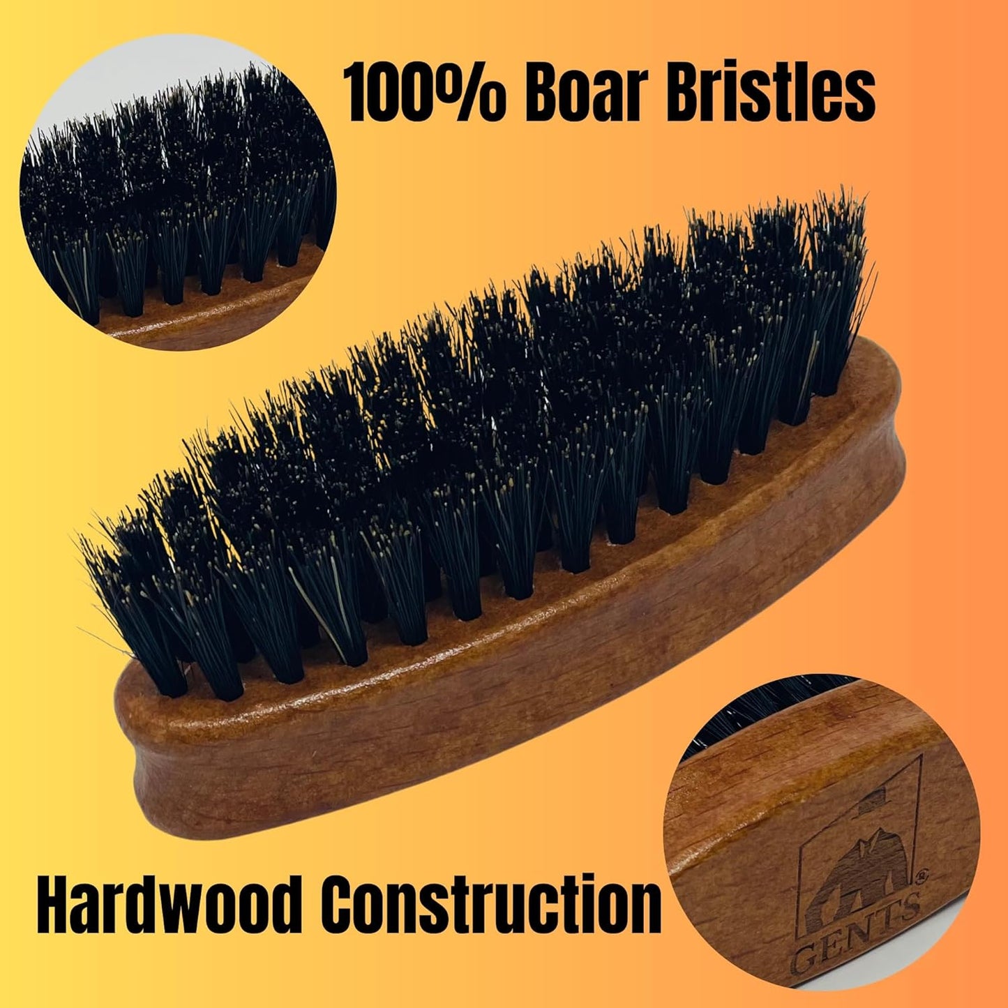 Beard Brush GENTS - Wood Mini Travel Beard Brush - 100% Boar Bristles