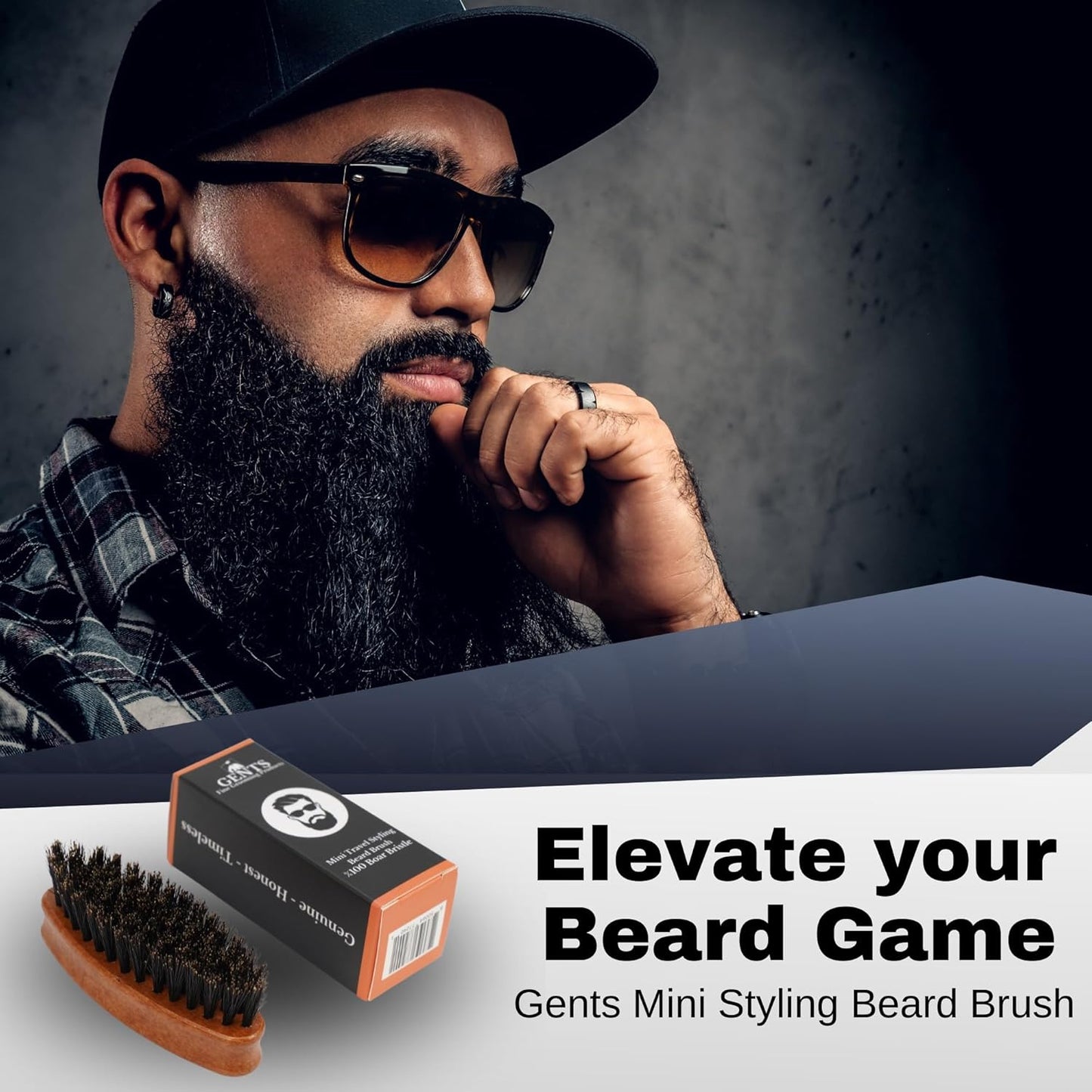 Beard Brush GENTS - Wood Mini Travel Beard Brush - 100% Boar Bristles