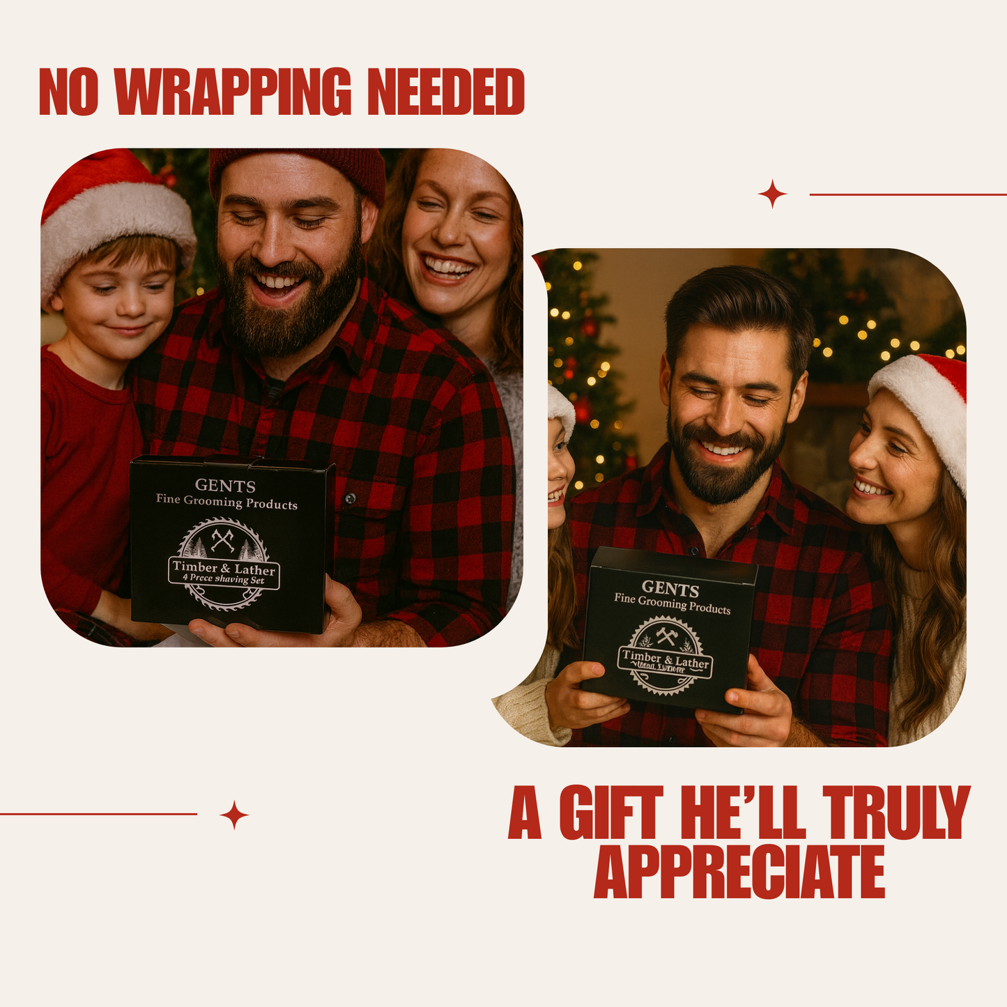 Gift Set Gents Timber & Lather Shaving Gift Set for Men – Wooden Brush, Shave Bowl with Lid, Razor & Brush Stand, Cedar Pine Shea Soap