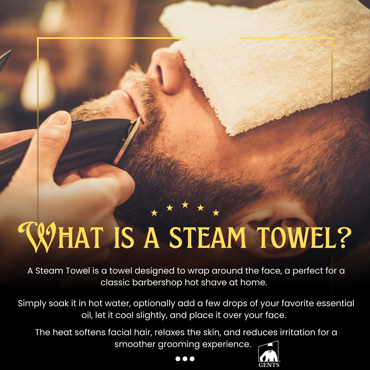 GENTS Barbershop Steam Towel – 100% Cotton Pre-Shave Hot Towel for Men, Soft & Super Absorbent Spa Washcloth – 12” x 16” Heavy Duty Quick-Dry (PACK OF 3)